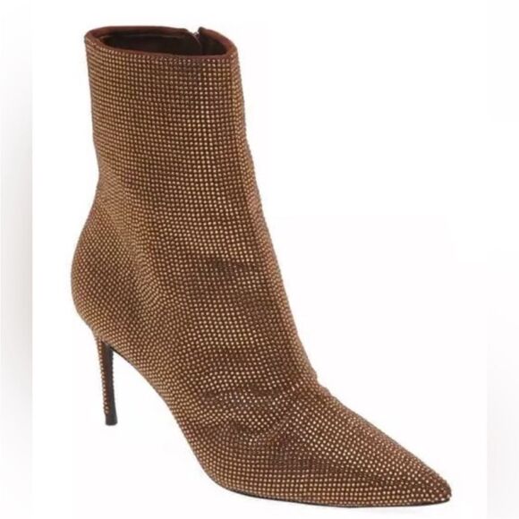 Black suede studio dahlia crystal embellished pointy boots - Picture 4 of 9